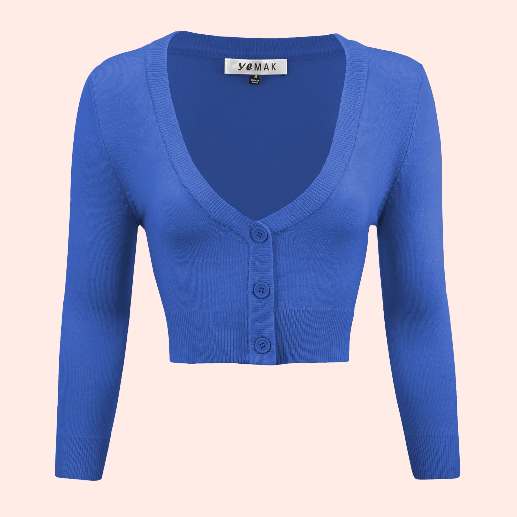 Lilith 3/4 Sleeve Crop Cardigan in 38 Colors (20-38)