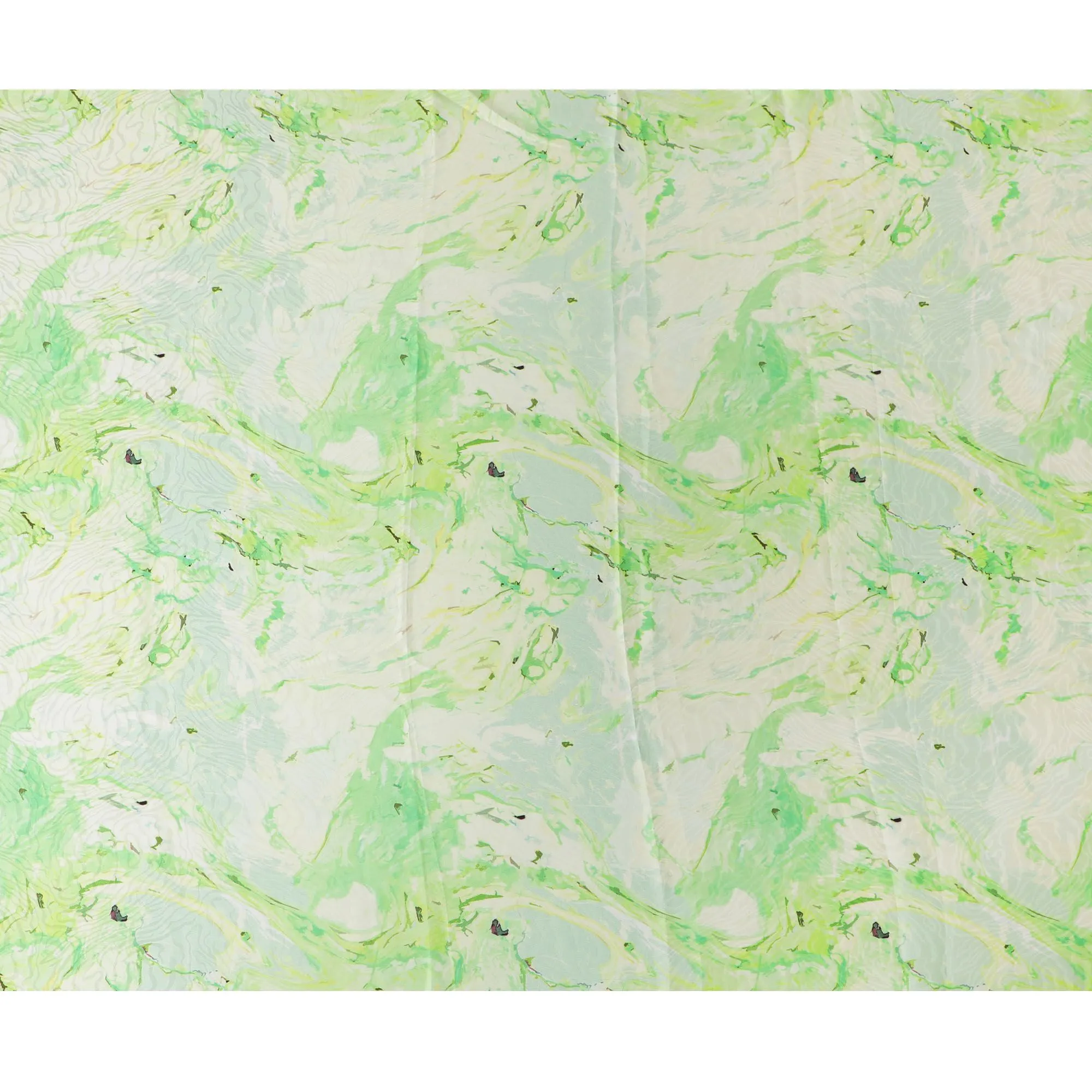 Lime Zest Abstract Pure Silk Satin Fabric, 110cm Wide - Buy Online-D18373