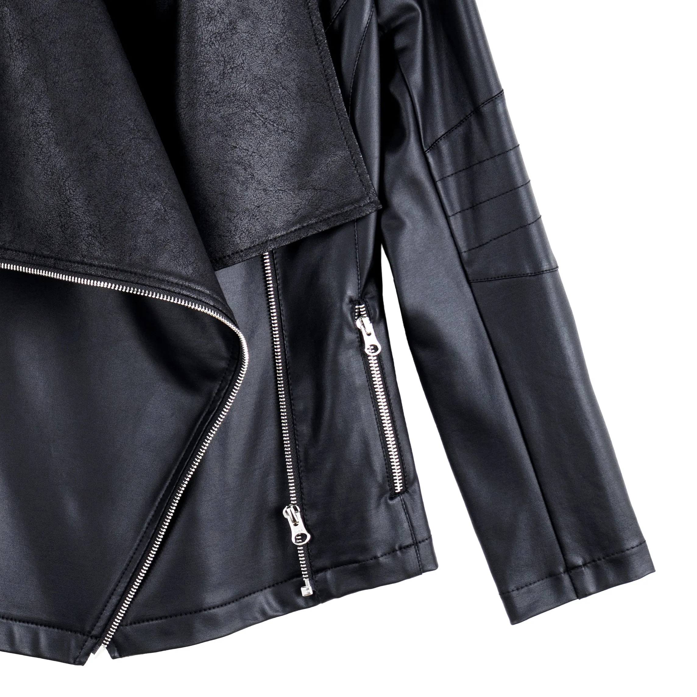 Liquid Leather™ Drape Neck Zip Jacket - Black