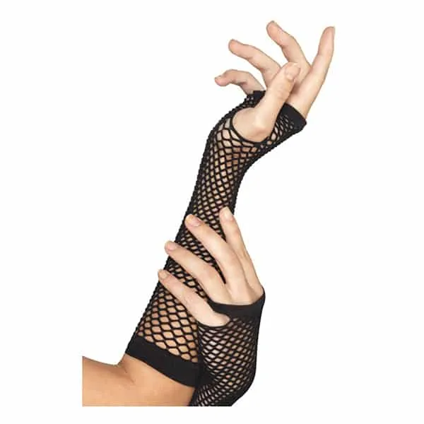 Long Fingerless Fishnet Gloves