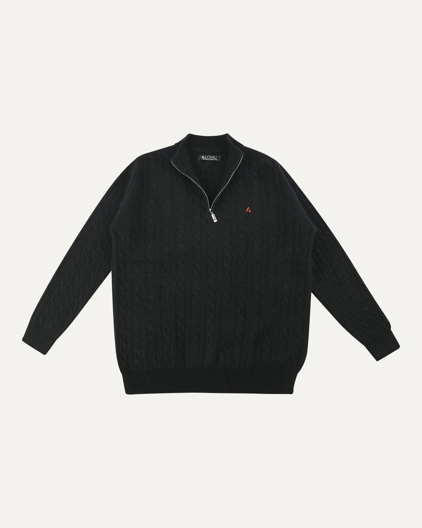 Lovau Old Money Sweater Zip - Black & Red Logo