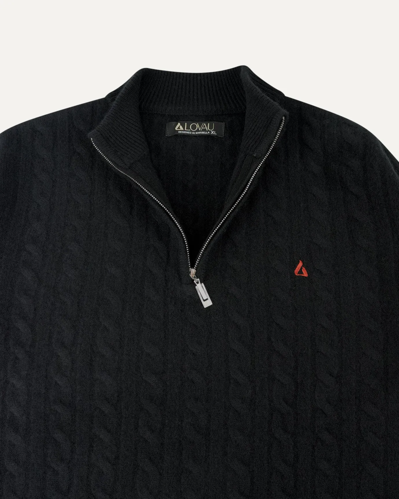 Lovau Old Money Sweater Zip - Black & Red Logo