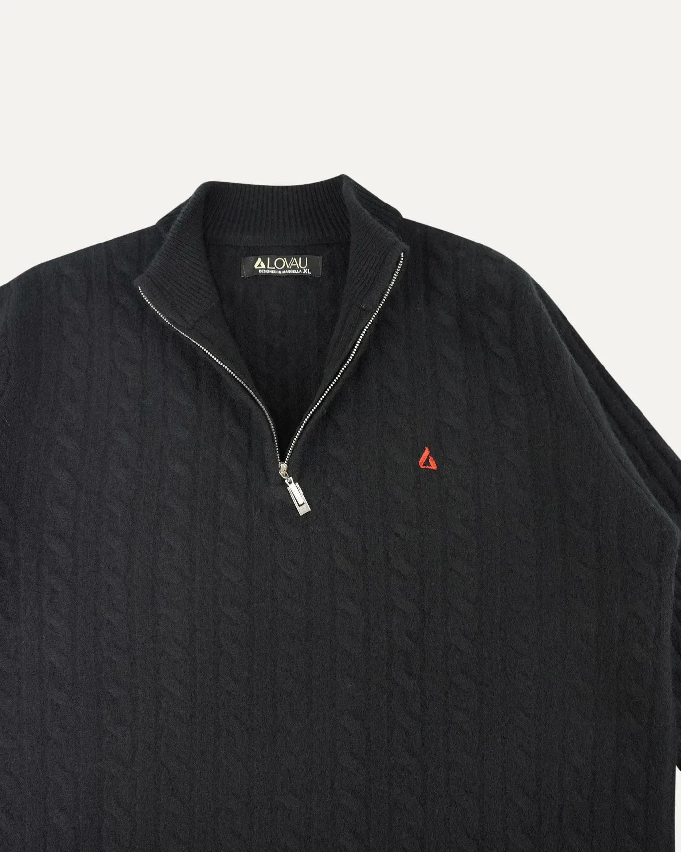 Lovau Old Money Sweater Zip - Black & Red Logo