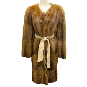 Marni Brown Tie-Front Fur Coat