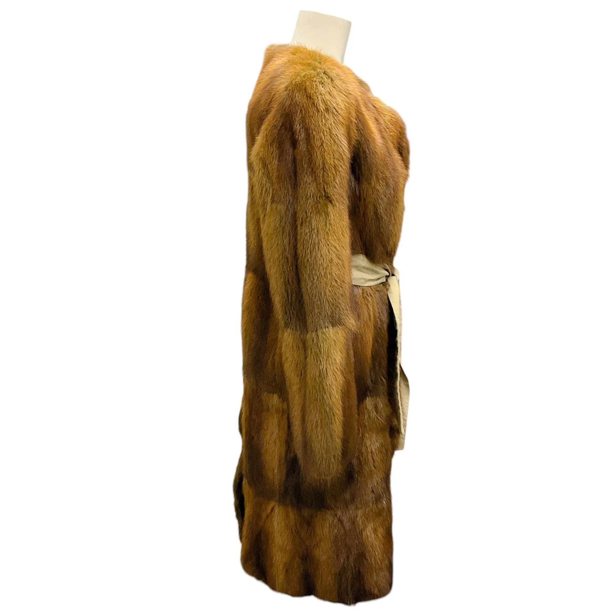 Marni Brown Tie-Front Fur Coat