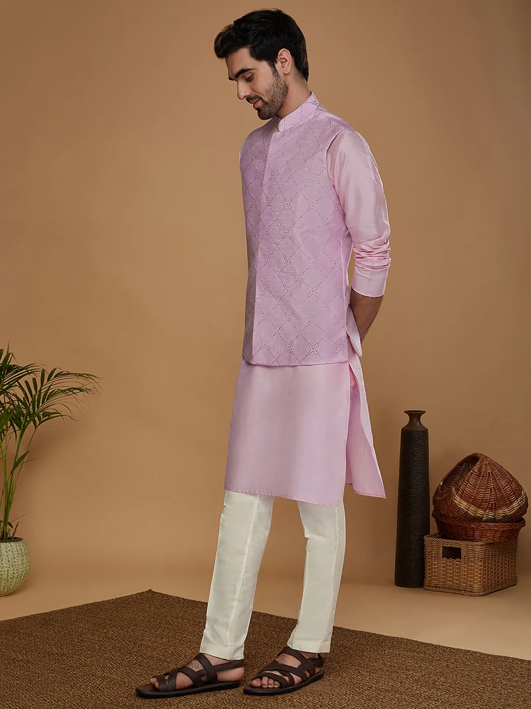 Men Lavender Nehru Jacket (Set of 1)