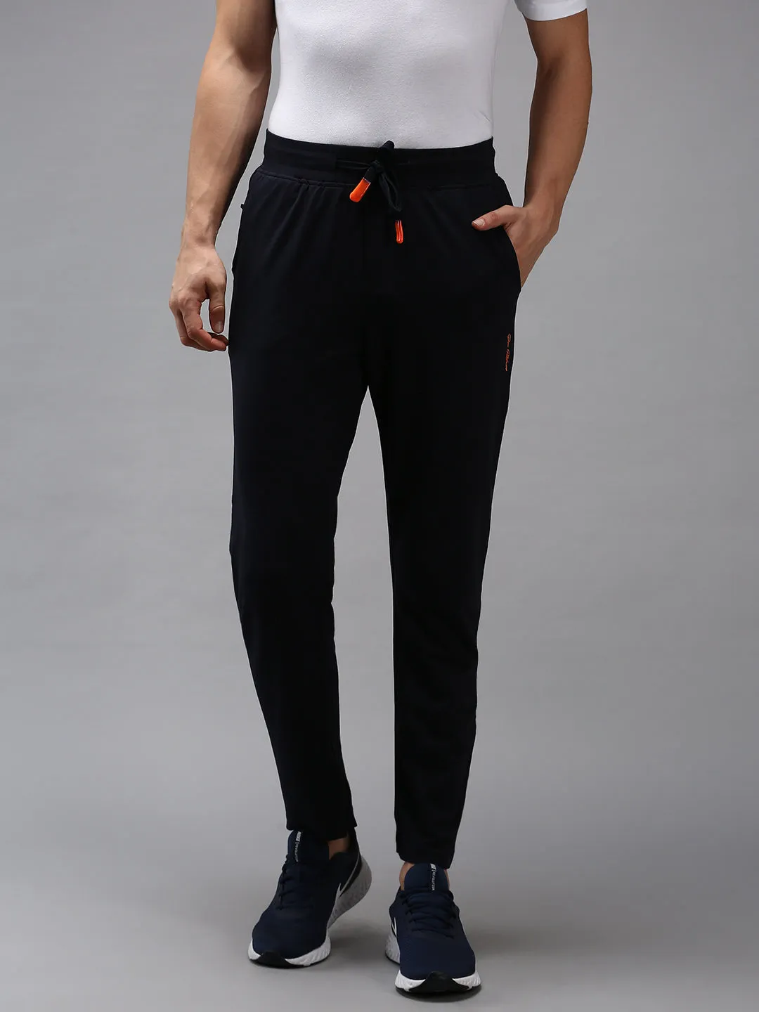 Men Navy Blue Solid  Track Pant