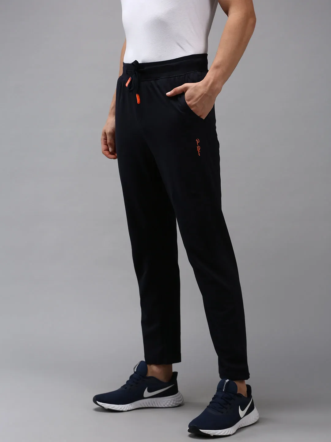 Men Navy Blue Solid  Track Pant