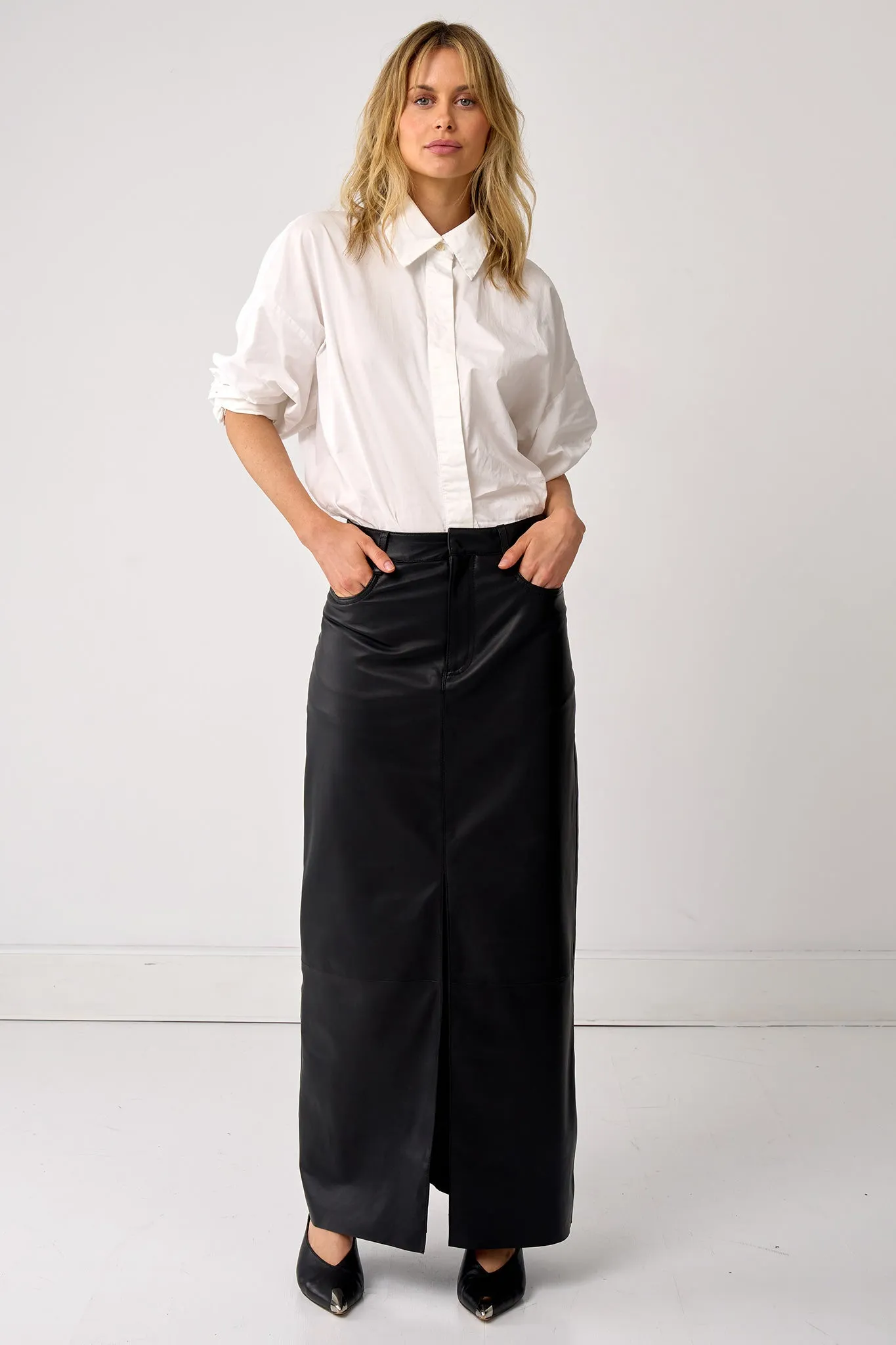 Mercer Maxi Skirt Black Leather