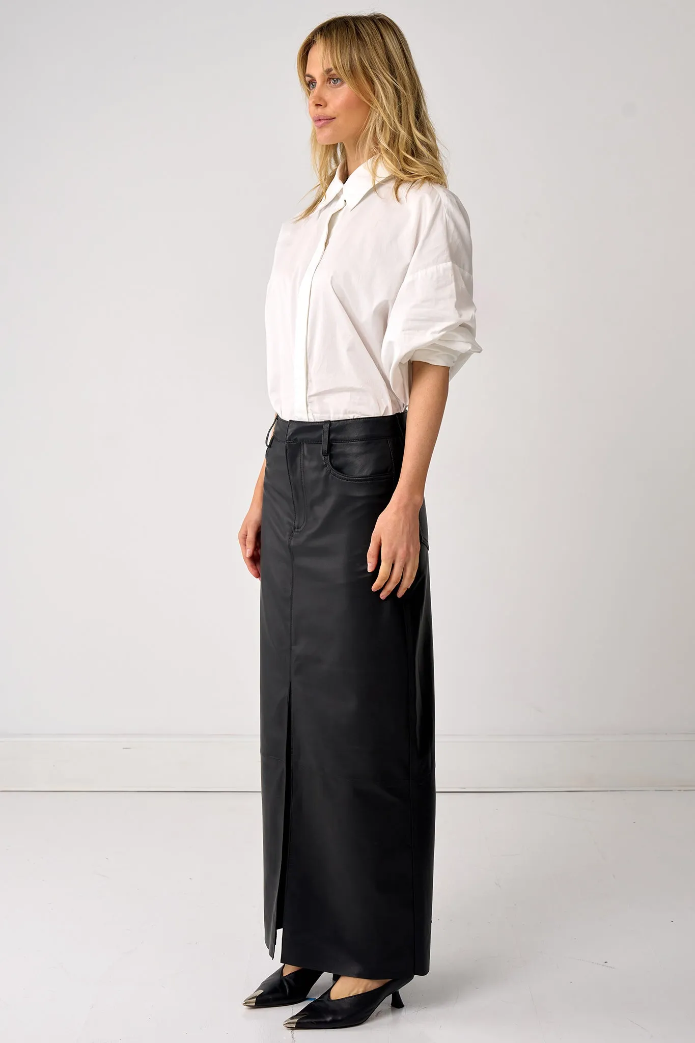 Mercer Maxi Skirt Black Leather