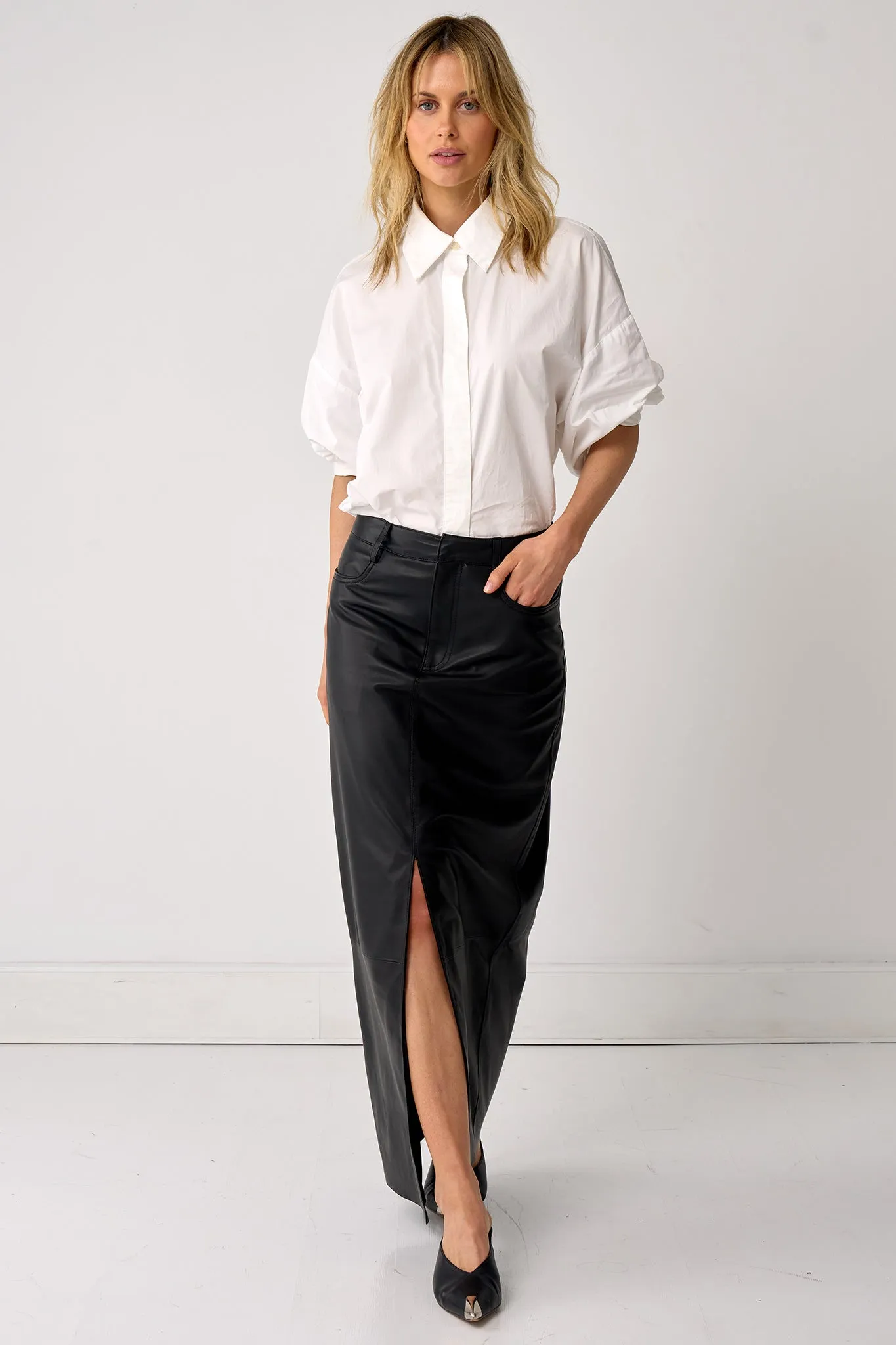 Mercer Maxi Skirt Black Leather