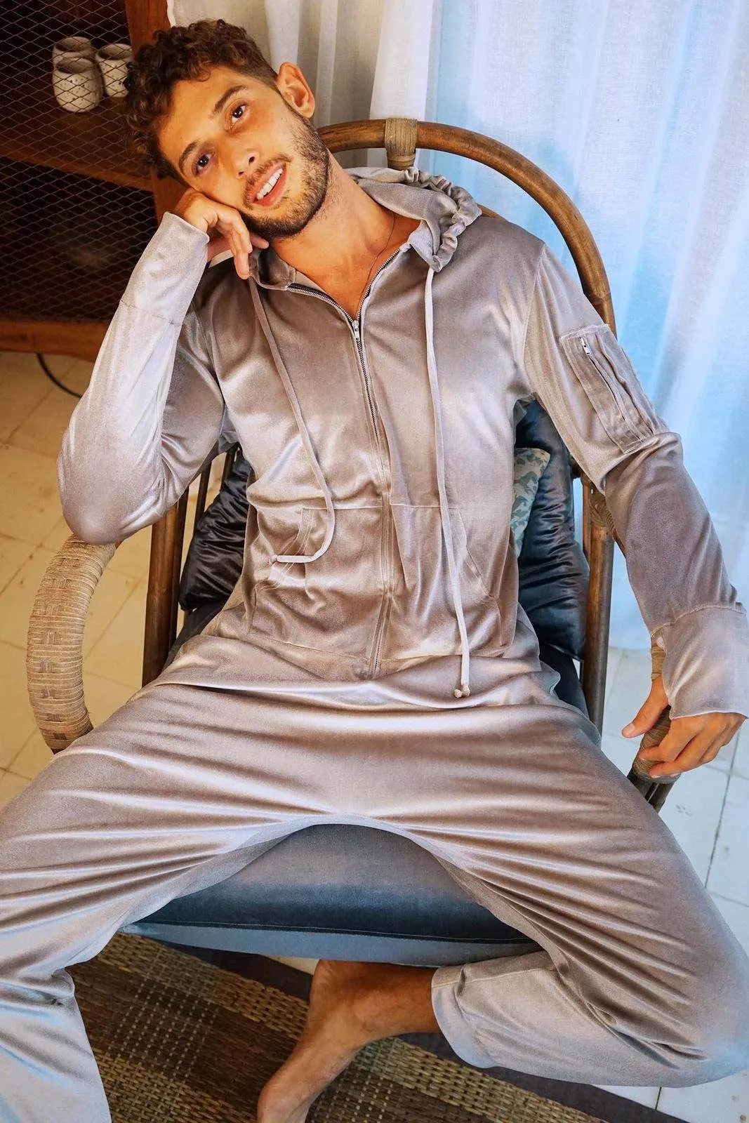 Mercury Silver Velvet Onesie