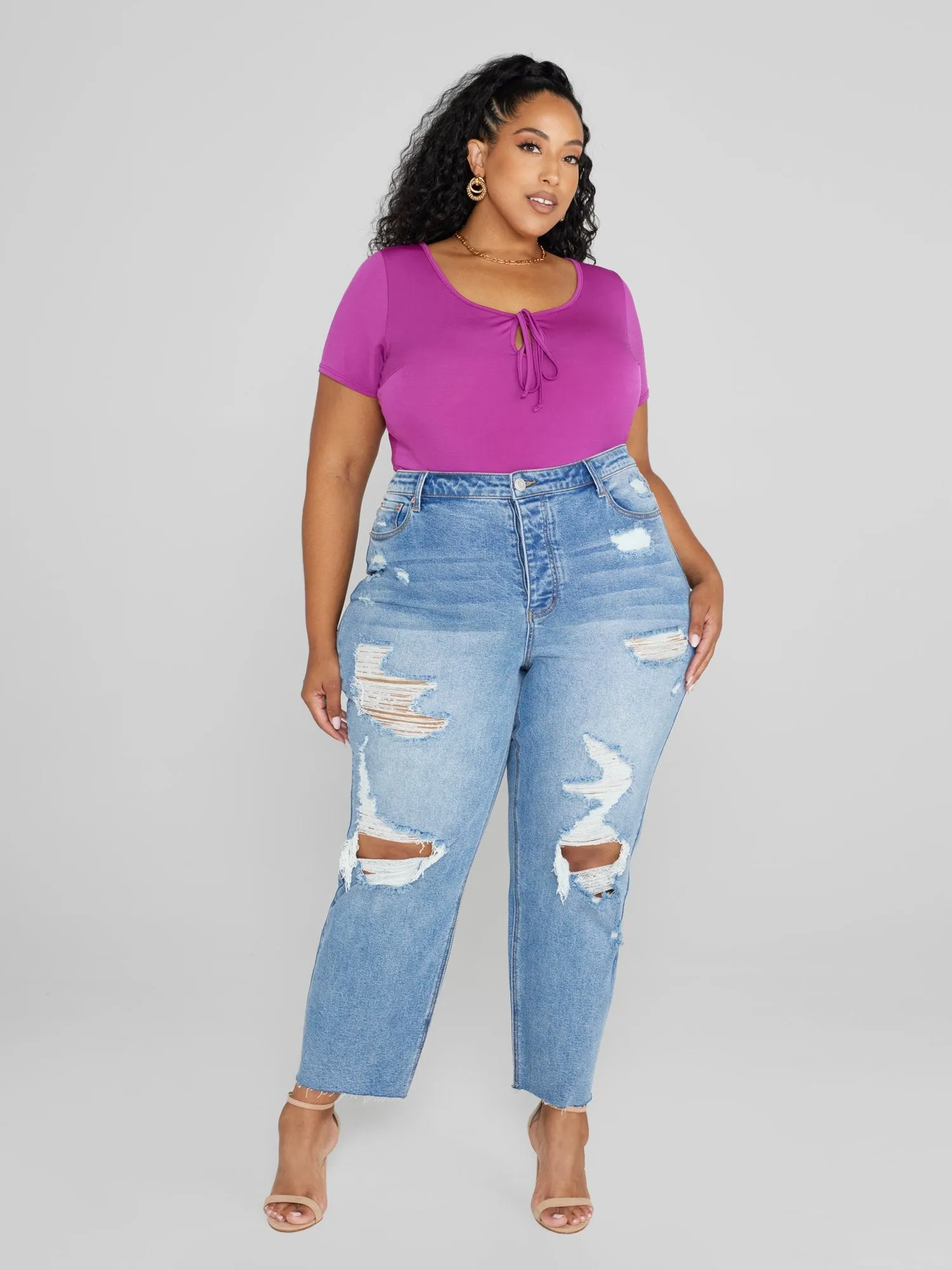 Mid Rise Relaxed Fit Crop Jeans