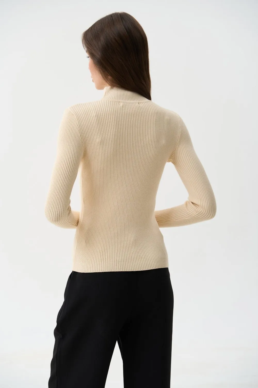 Milk Rib Knit Turtleneck Sweater