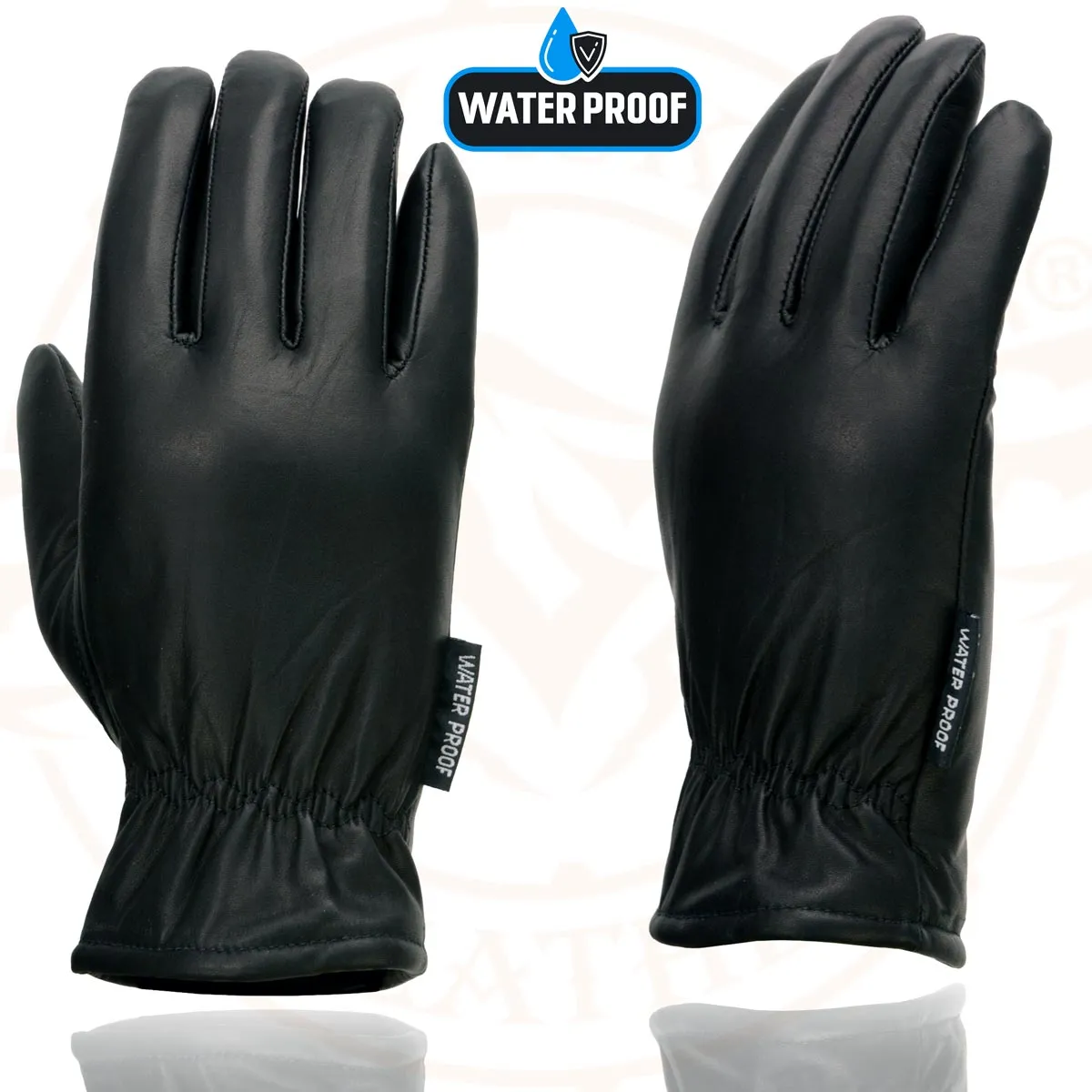 Milwaukee Leather MG7523 Men's Black Leather Waterproof Cruiser Motorcycle Hand Gloves