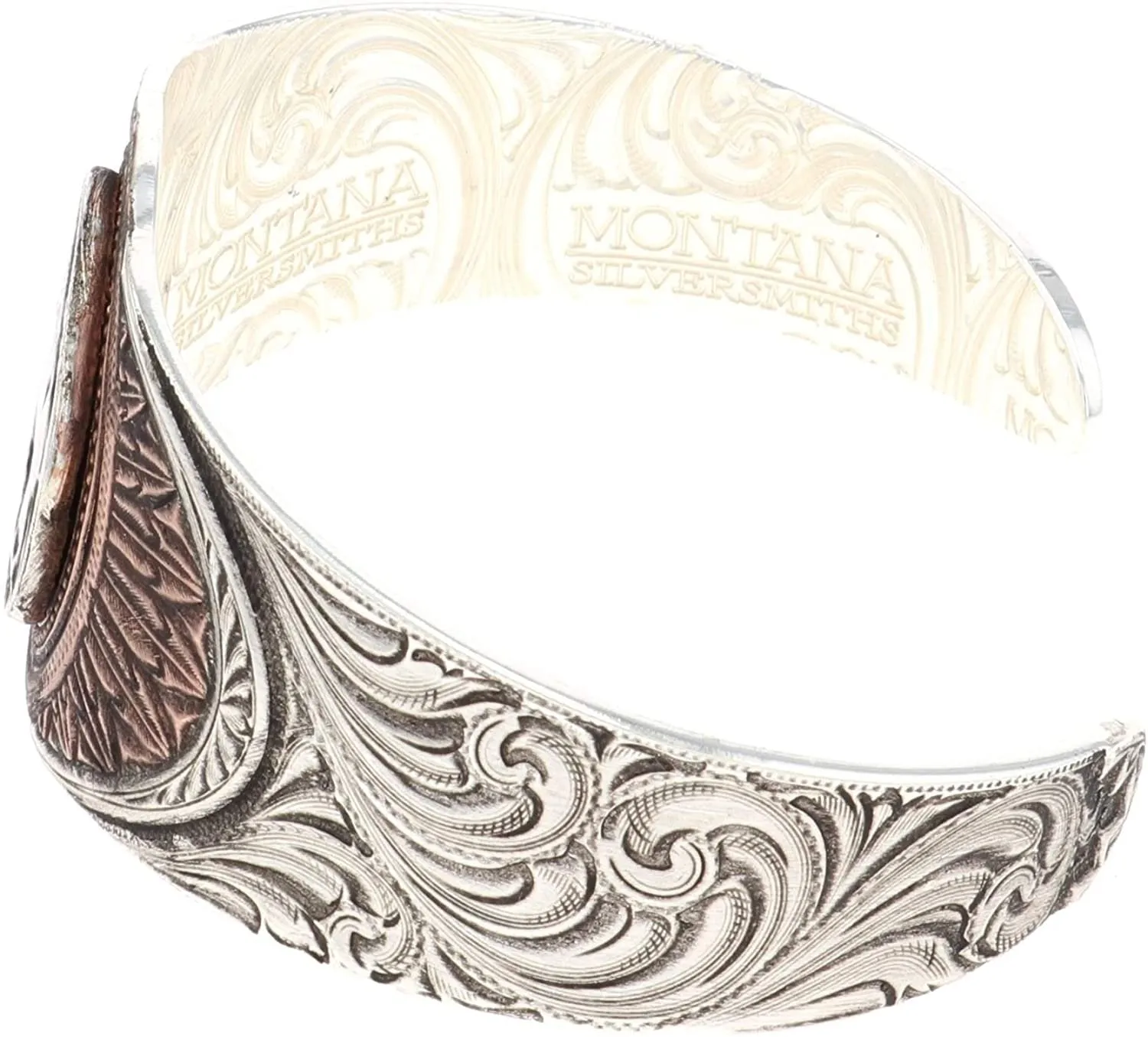 Montana Silversmiths Womens Buffalo Feather Cuff Bracelet Silver/Copper