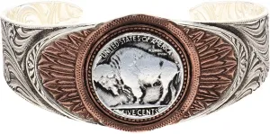 Montana Silversmiths Womens Buffalo Feather Cuff Bracelet Silver/Copper