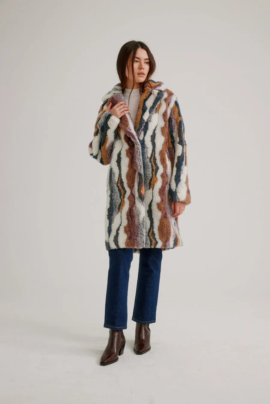 Multi Color Faux Fur Coat