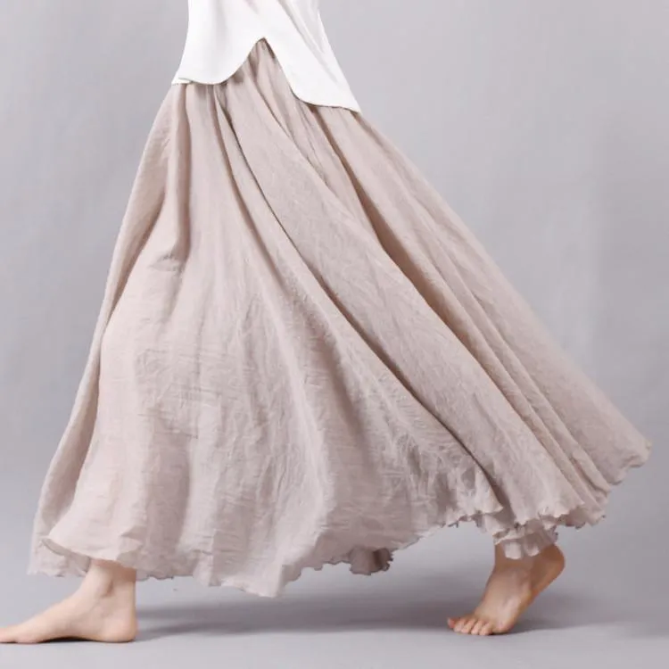 Multicolor Sun Skirt Elastic Waist Cotton linen Skirt Big Hem Long Skirt Women Clothes S1725