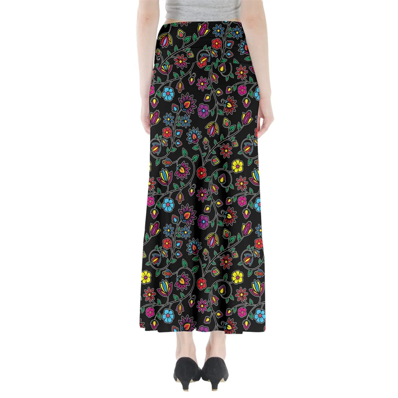 Nature's Nexus  Black Full Length Maxi Skirt