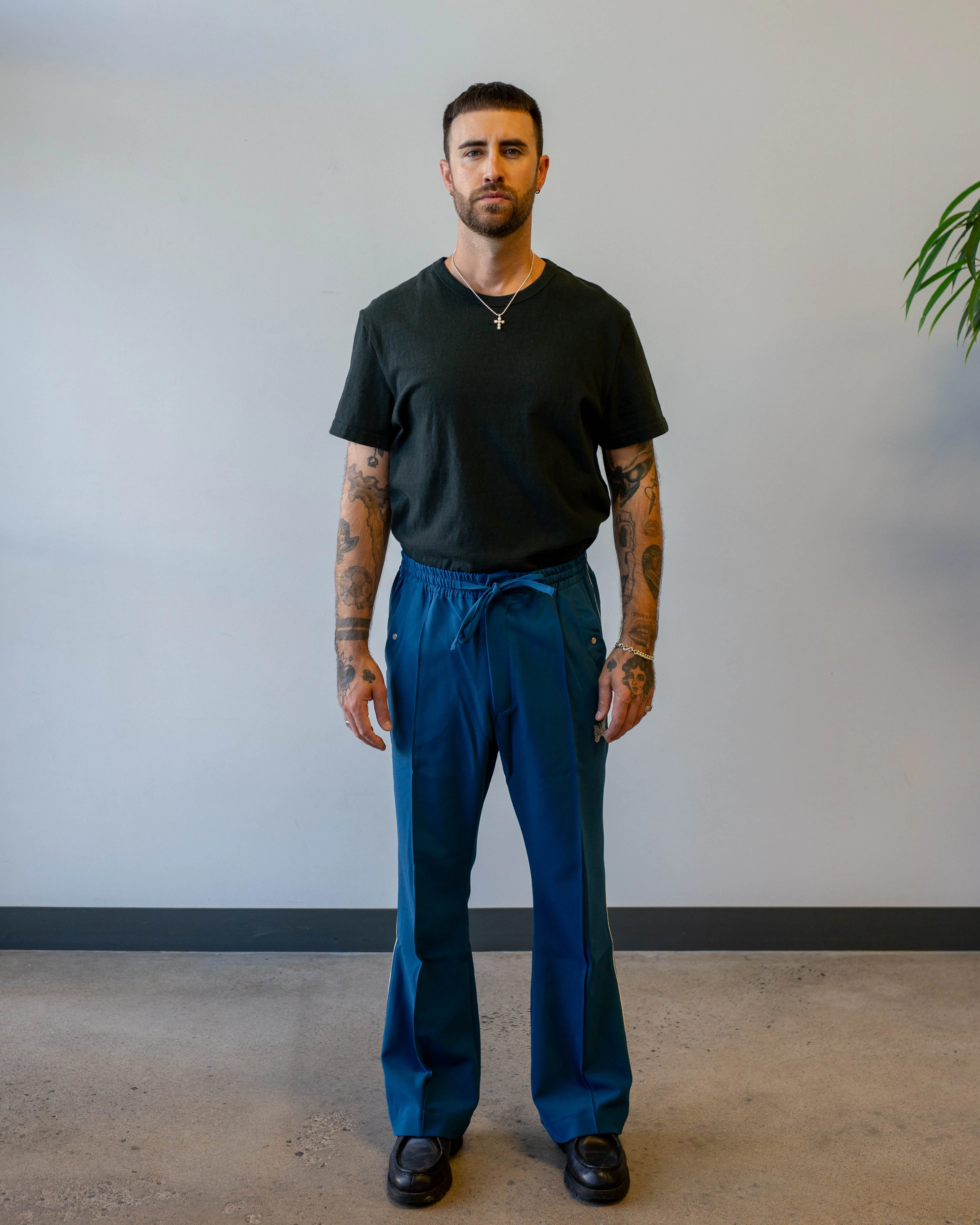 Needles Piping Cowboy Pant PE/PU Double Cloth Marine Blue