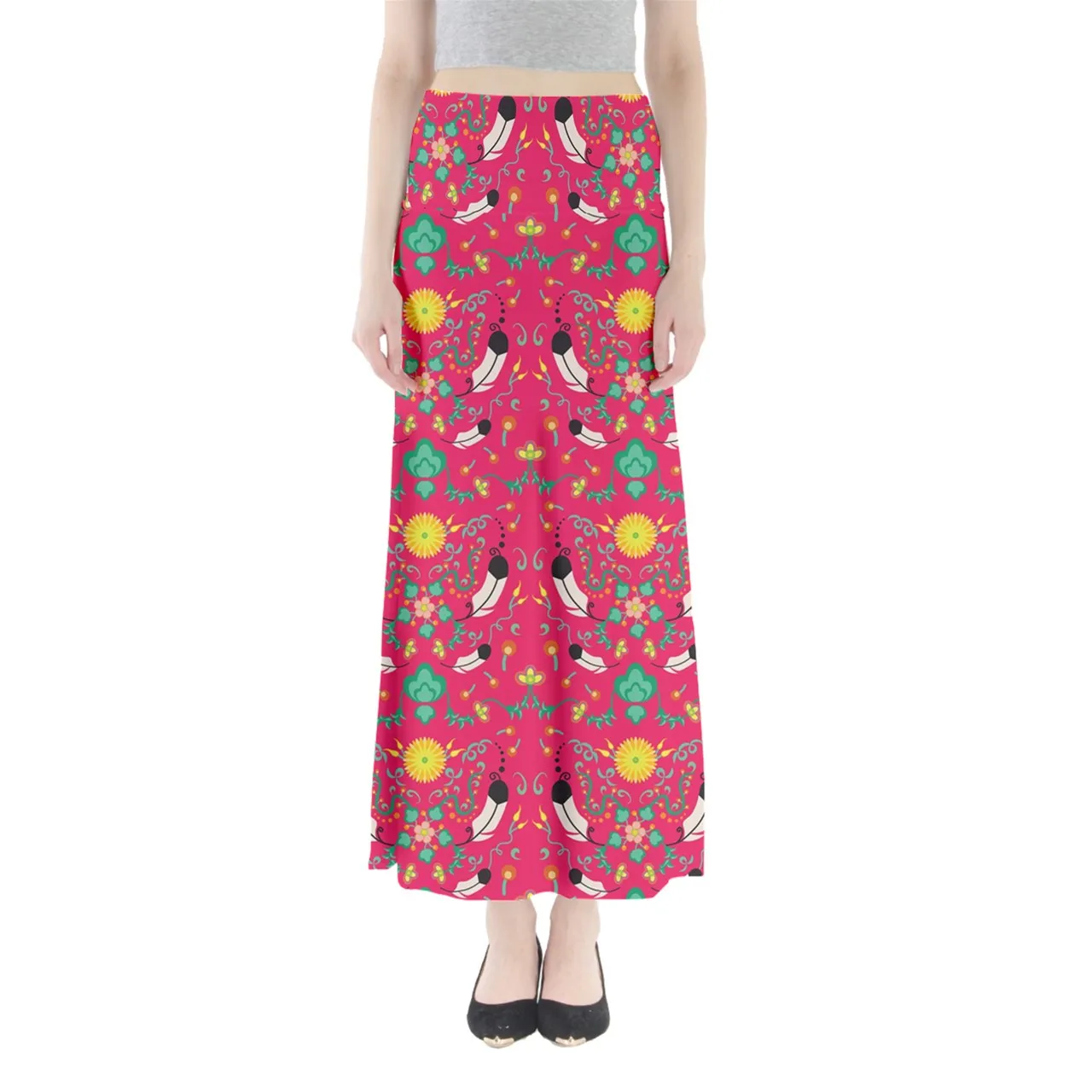 New Growth Pink Full Length Maxi Skirt