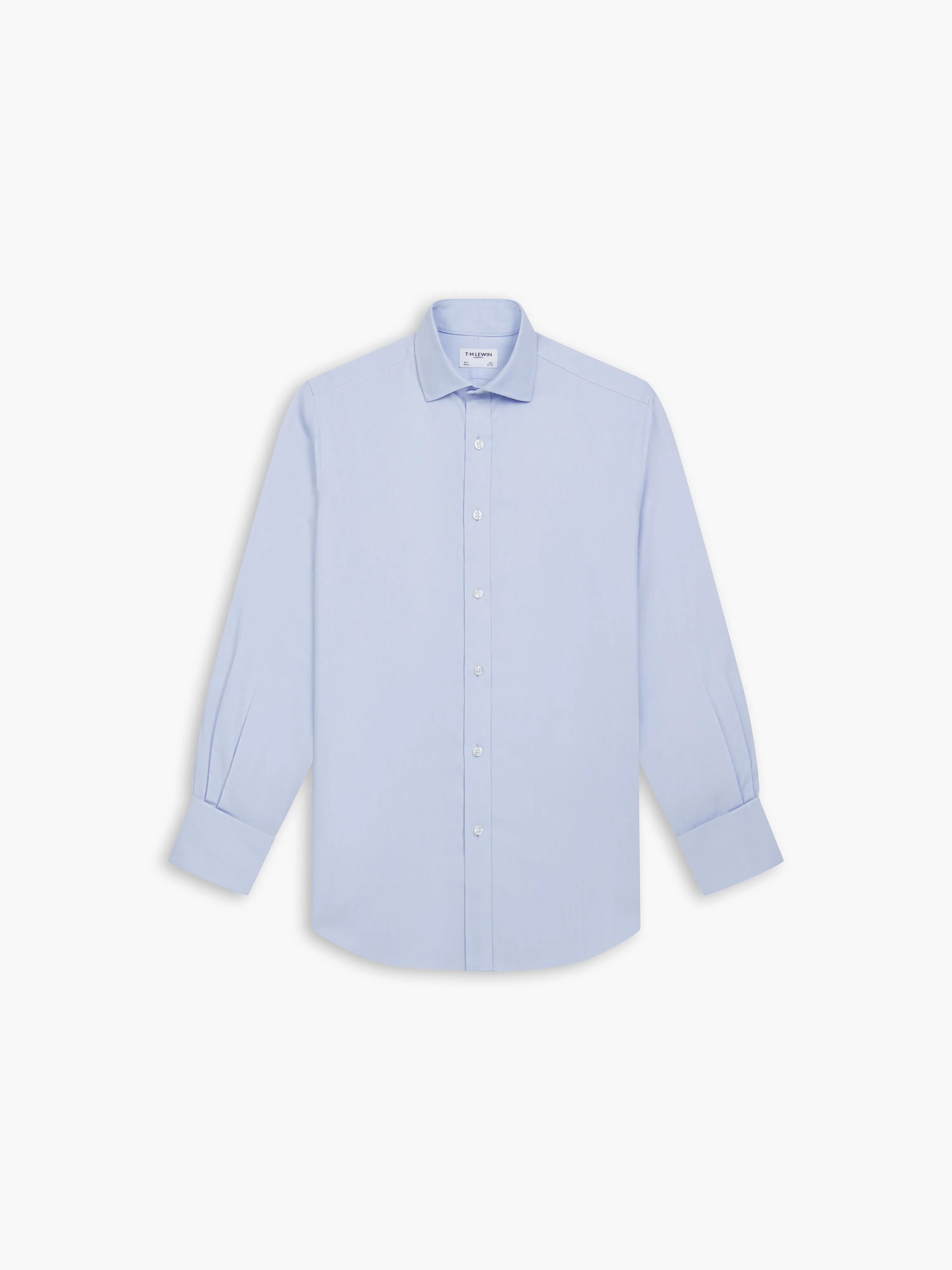 Non-Iron Light Blue Twill Slim Fit Double Cuff Cutaway Collar Shirt