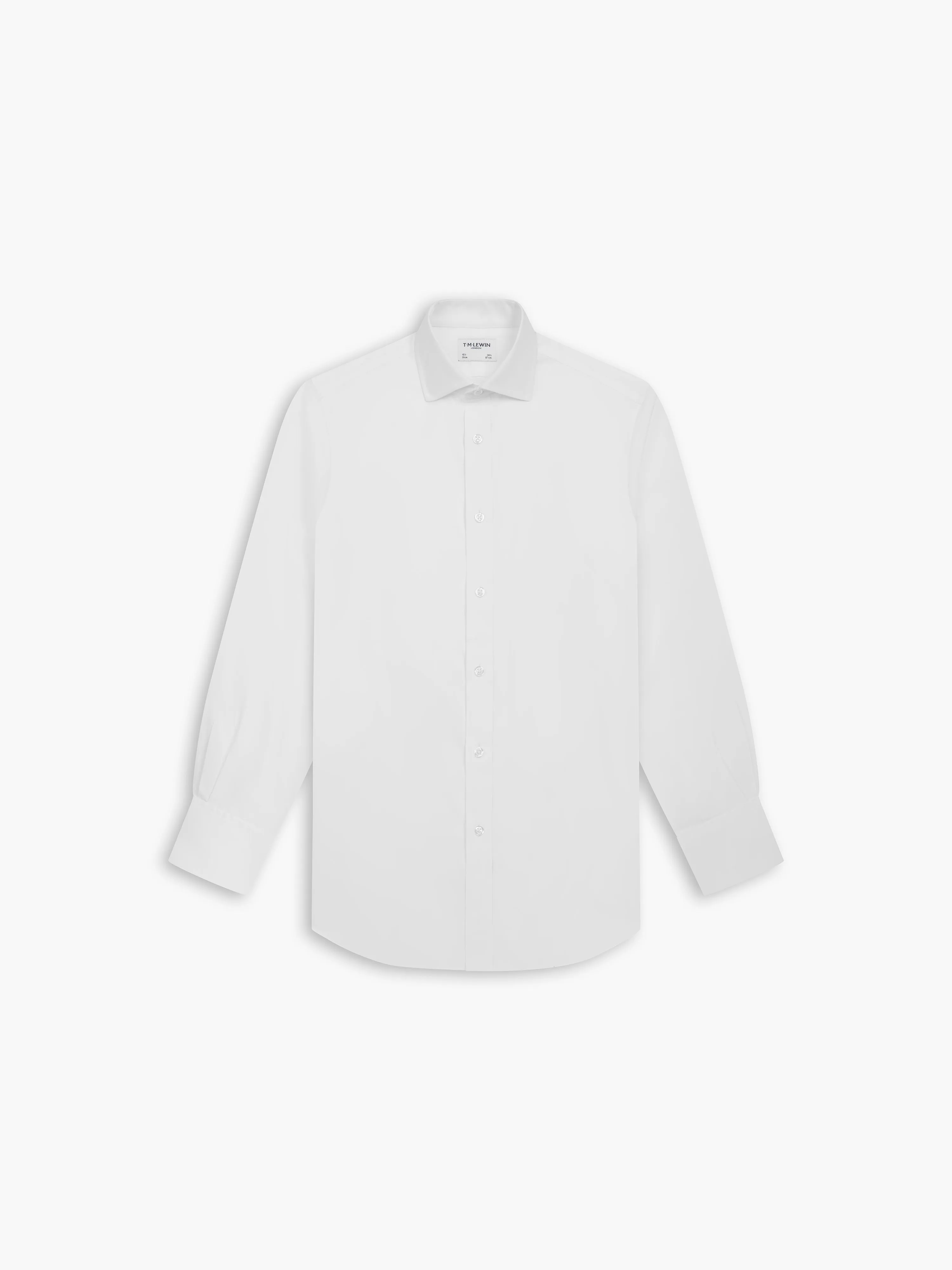 Non-Iron White Twill Fitted Double Cuff Classic Collar Shirt