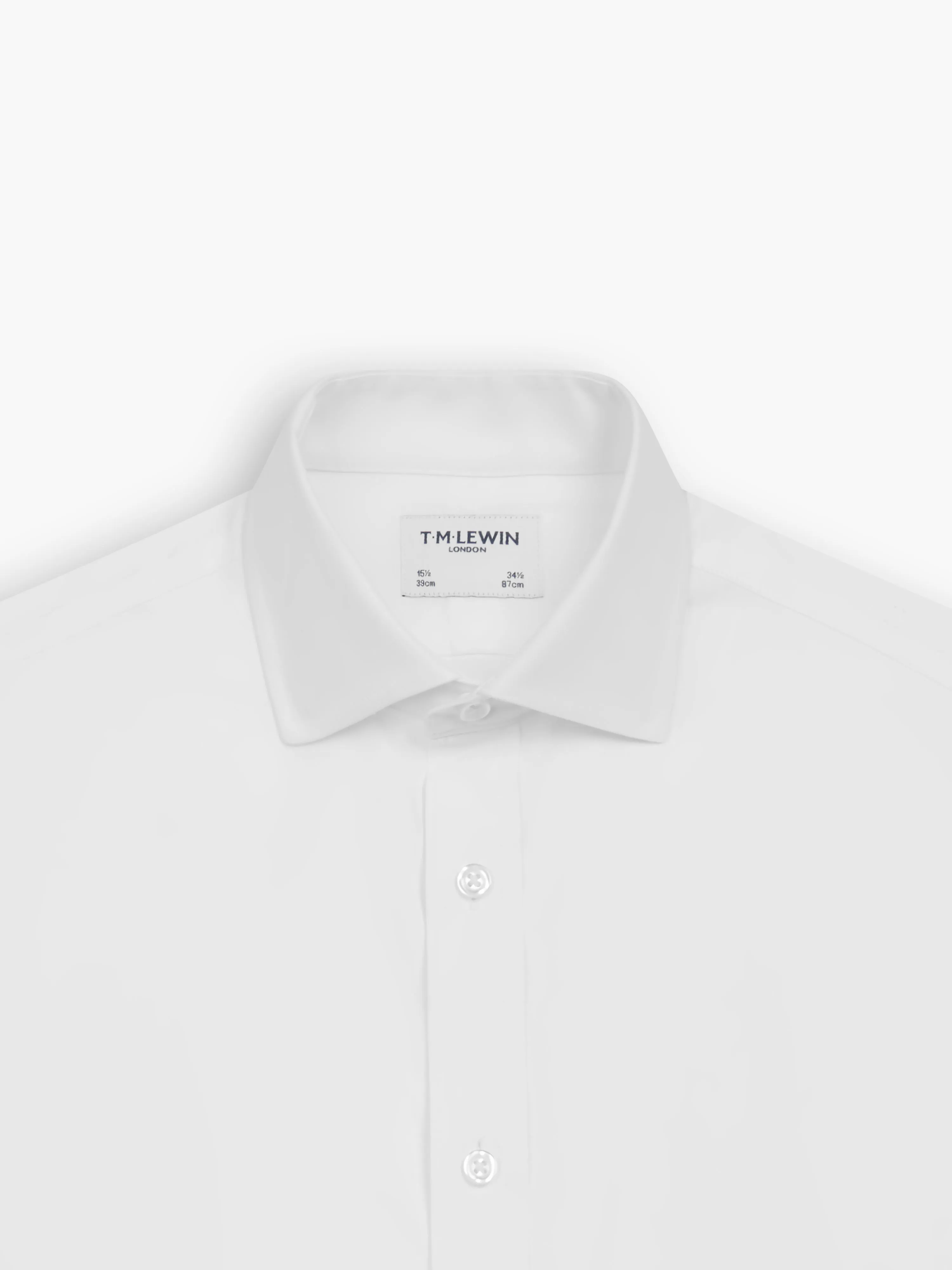 Non-Iron White Twill Fitted Double Cuff Classic Collar Shirt