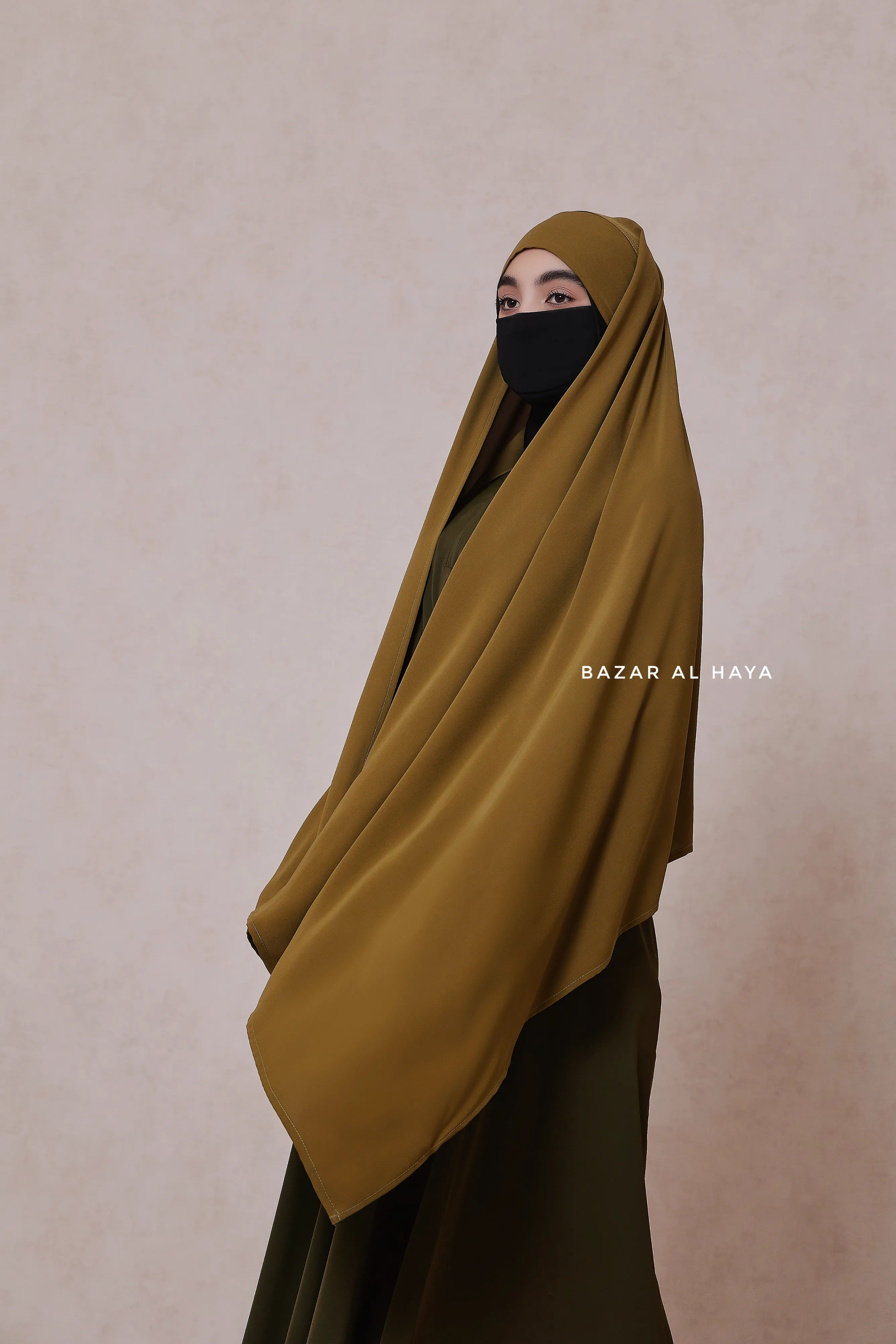 Olive Tie Back Scarf & Khimar - Long Rectangle Shape - Style & More