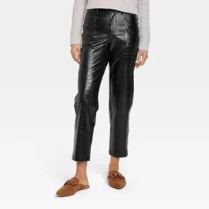 Open Box - A New Day Women's Relaxed High Rise Ankle Faux-Croc Leather Pants