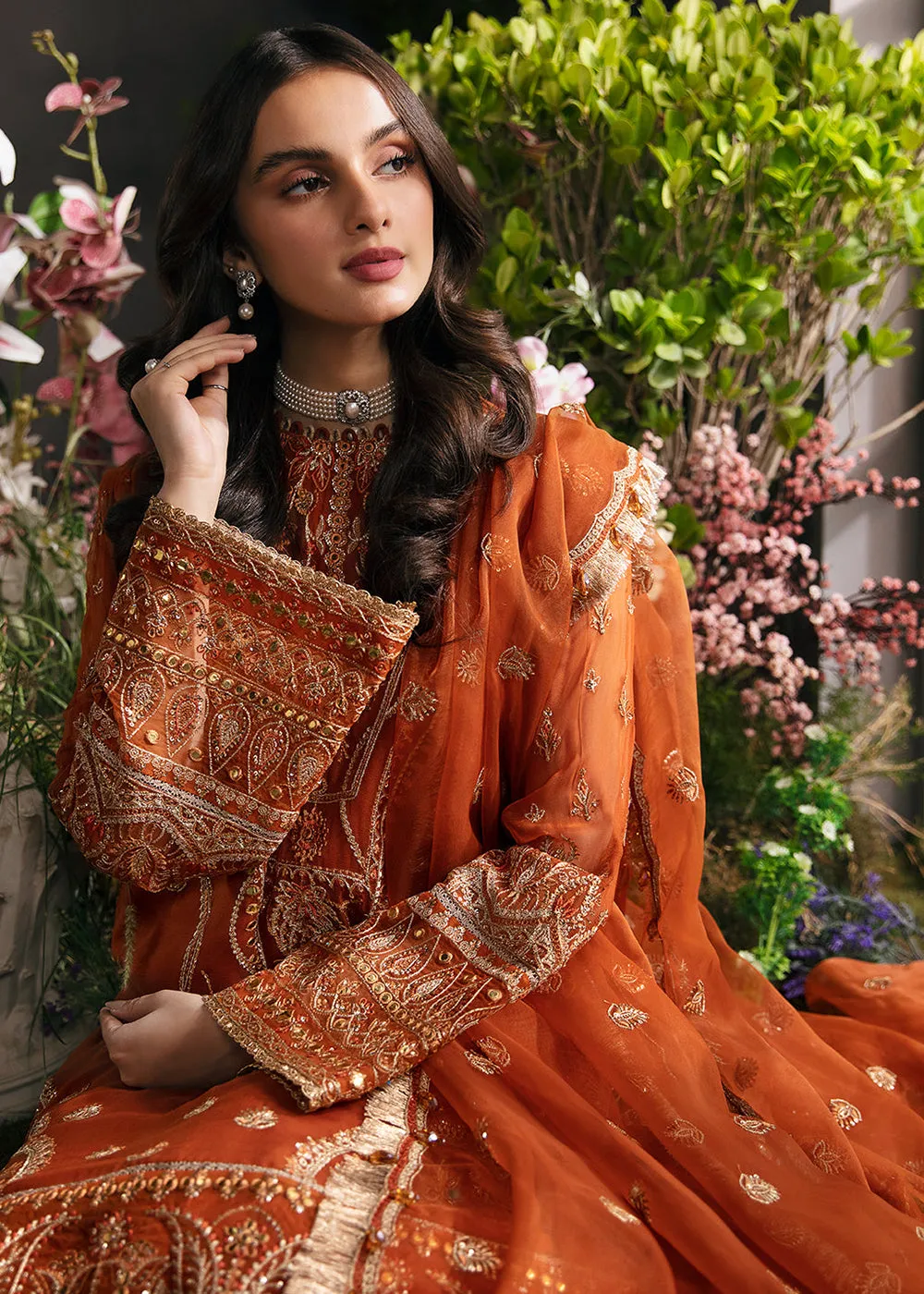 Orange Pakistani Palazzo Suit - Afrozeh La Fuchsia Formals '23 - Russet