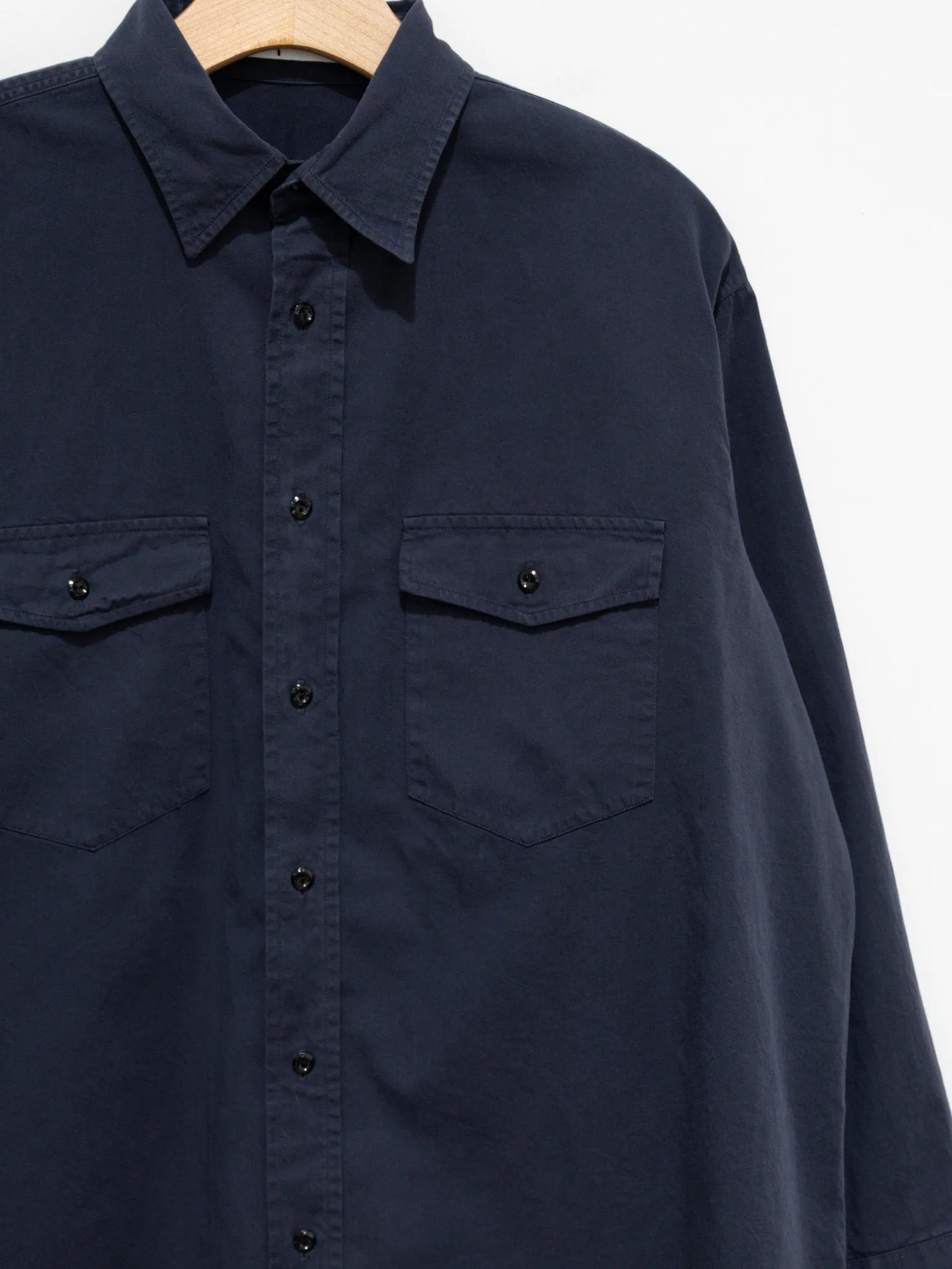 Organic Cotton High Density Satin Shirt - Navy