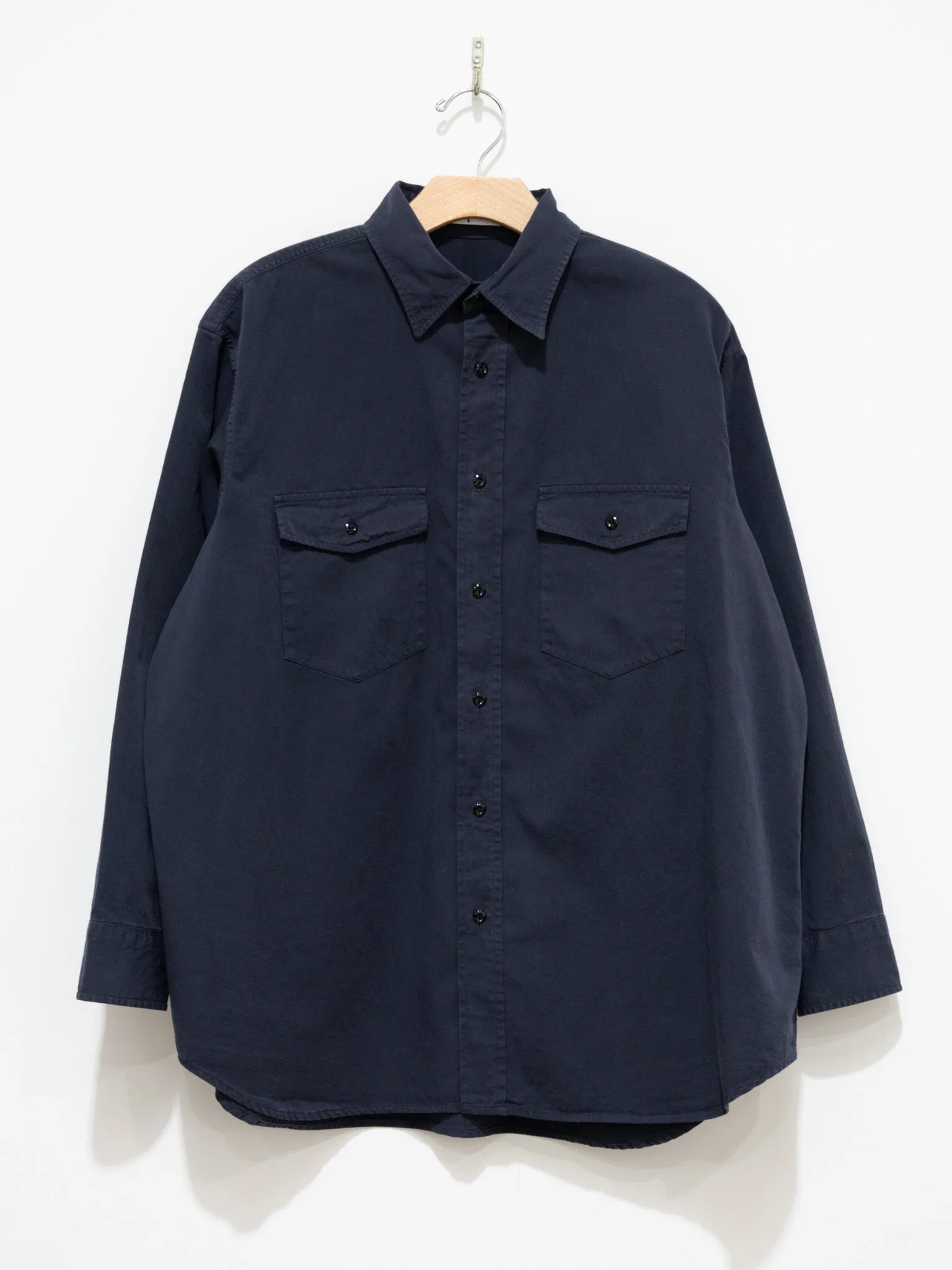 Organic Cotton High Density Satin Shirt - Navy