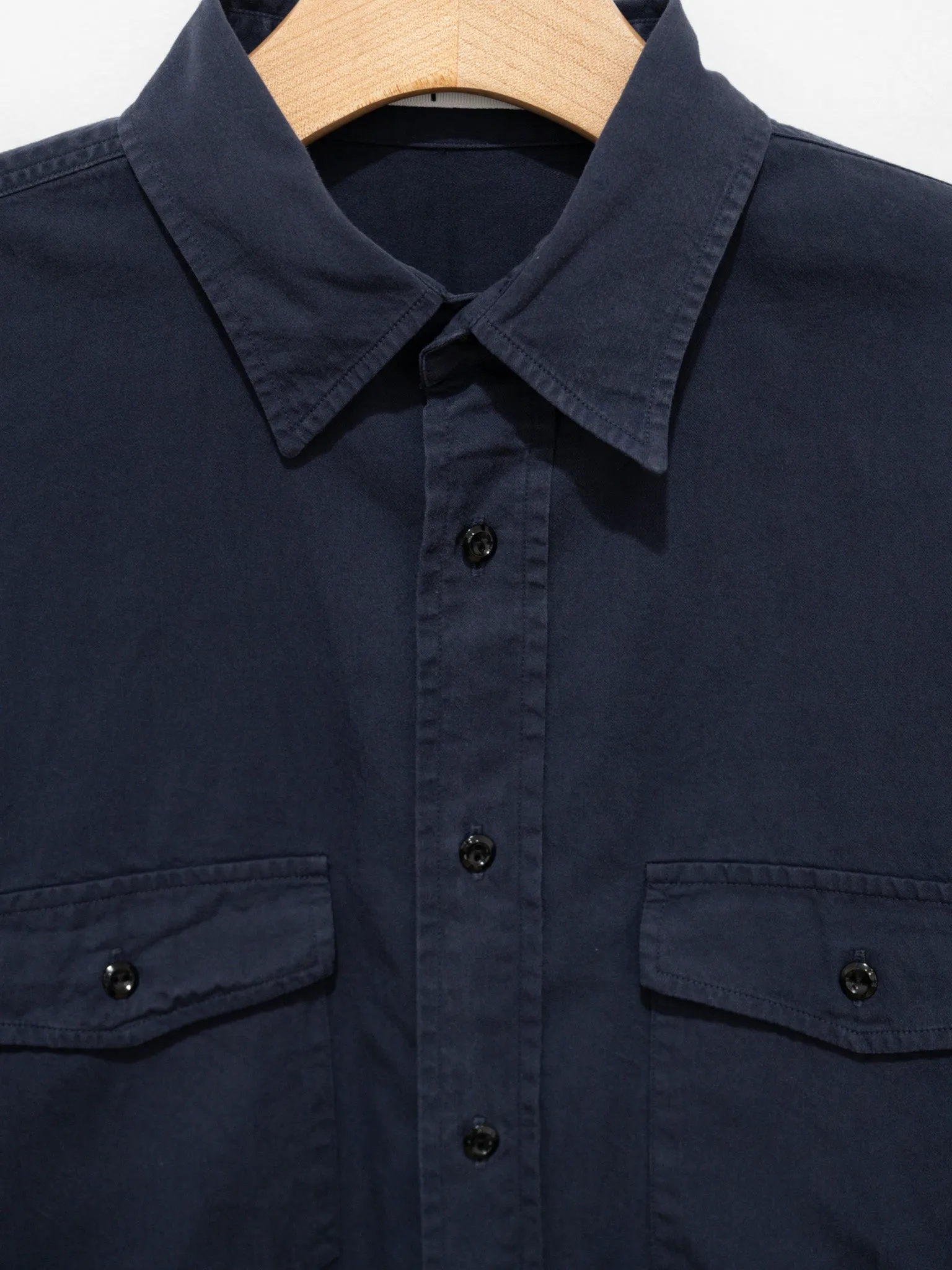 Organic Cotton High Density Satin Shirt - Navy