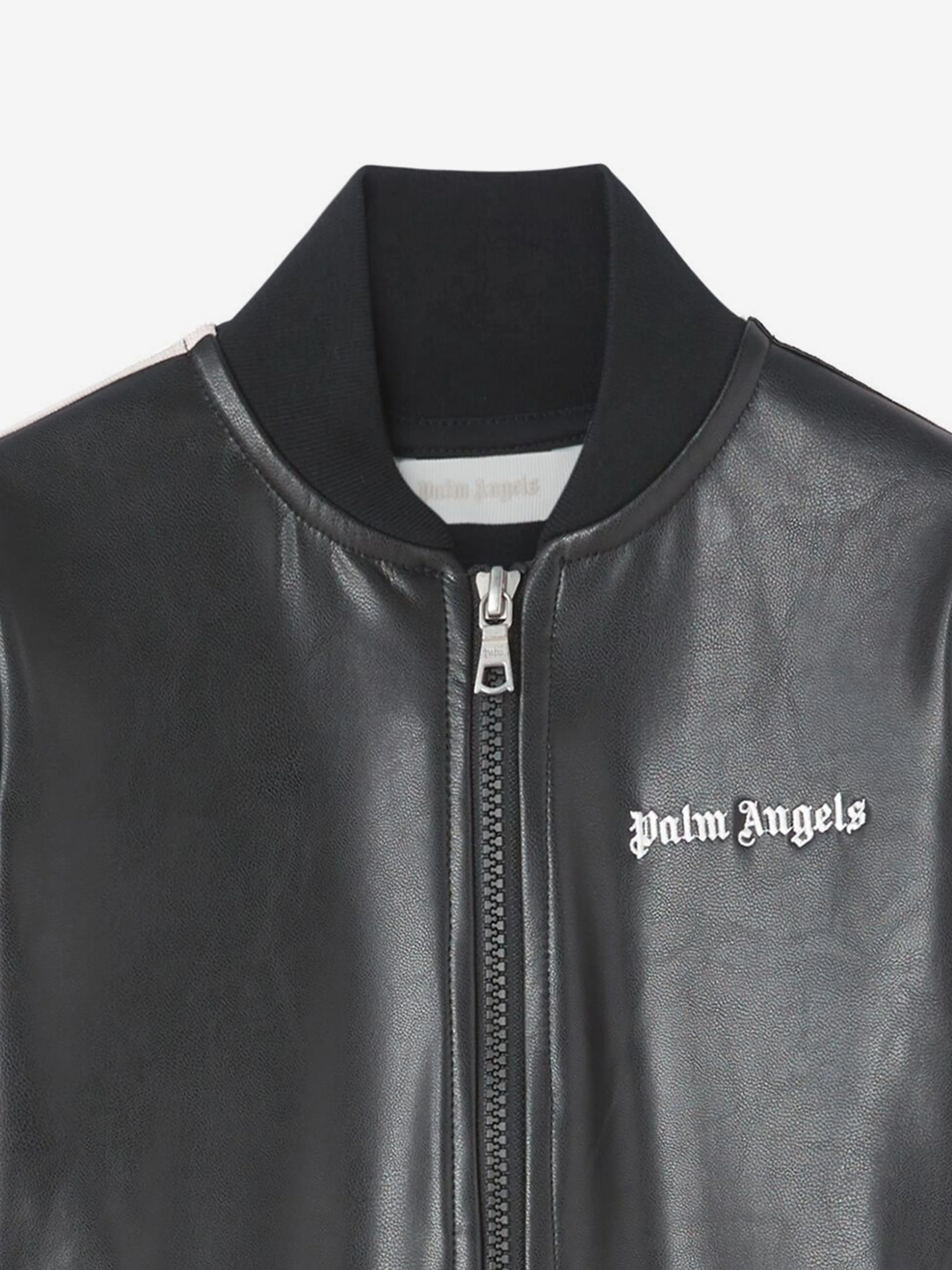 Palm Angels Girls Coated Track Jacket in Black