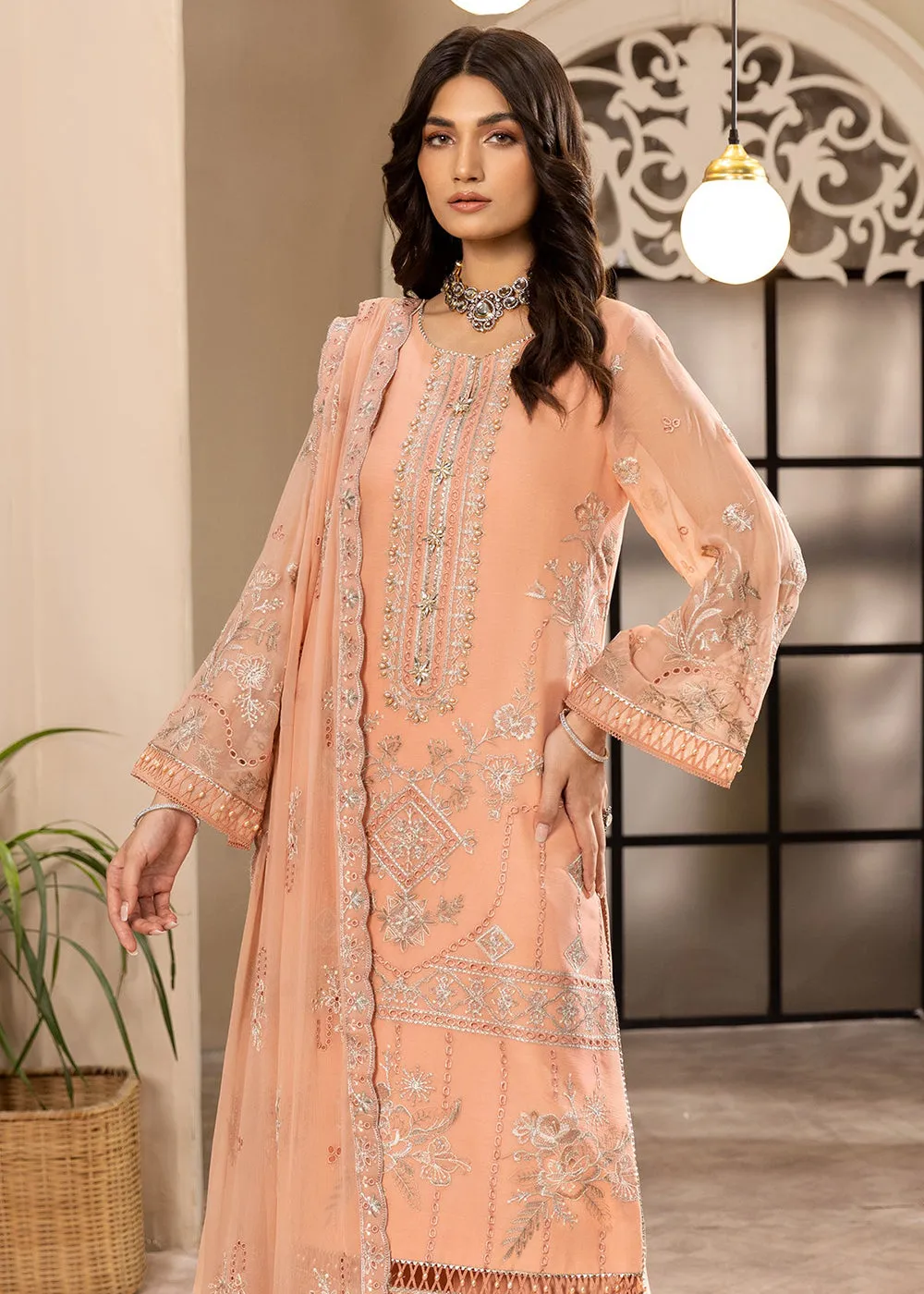 Peach Formal Suit - Alizeh - Dhaagay Formals '23 - V02D03- Aansha