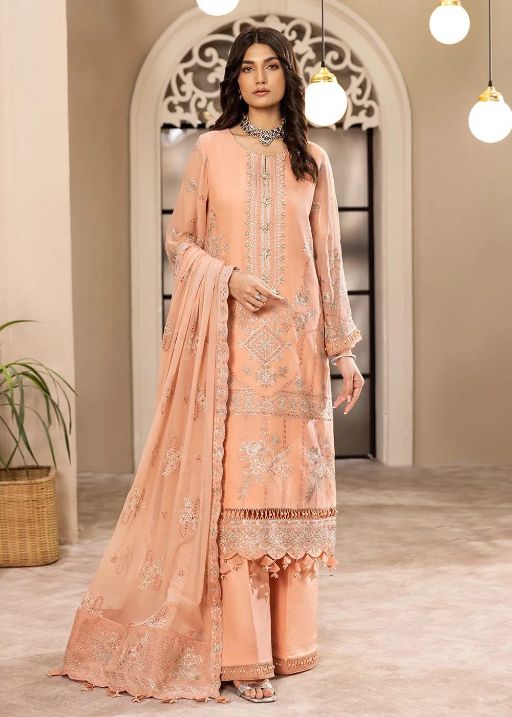 Peach Formal Suit - Alizeh - Dhaagay Formals '23 - V02D03- Aansha