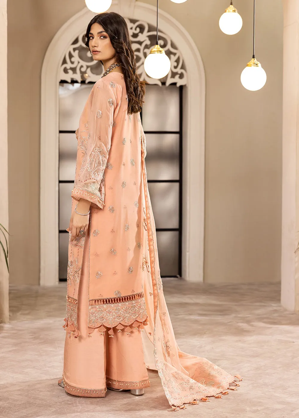 Peach Formal Suit - Alizeh - Dhaagay Formals '23 - V02D03- Aansha