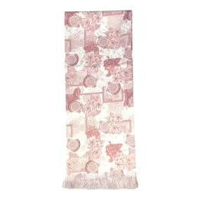 Peach Geometric Printed Scarf With Pocket Square