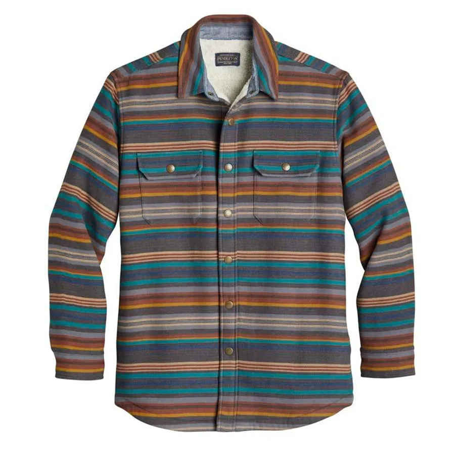 Pendleton Sherpa Lined Shirt Jacket Oxford / Teal Bridger Stripe