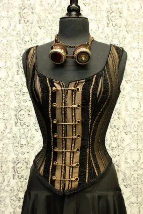 PIN BODICE - GOLD/BLACK STRIPE TAPESTRY