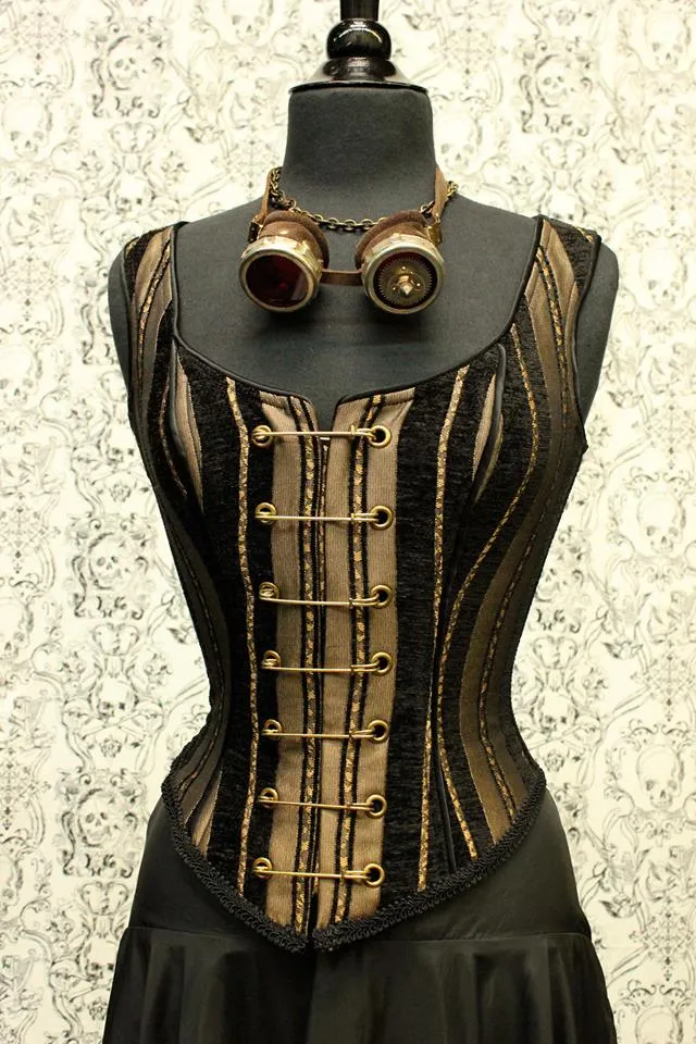 PIN BODICE - GOLD/BLACK STRIPE TAPESTRY