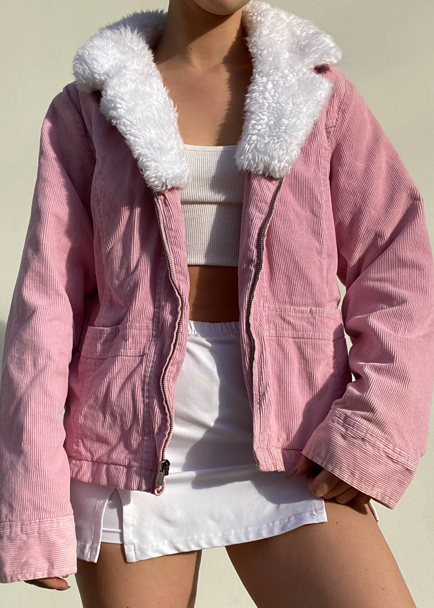 Pink Corduroy & Sherpa Jacket (M)