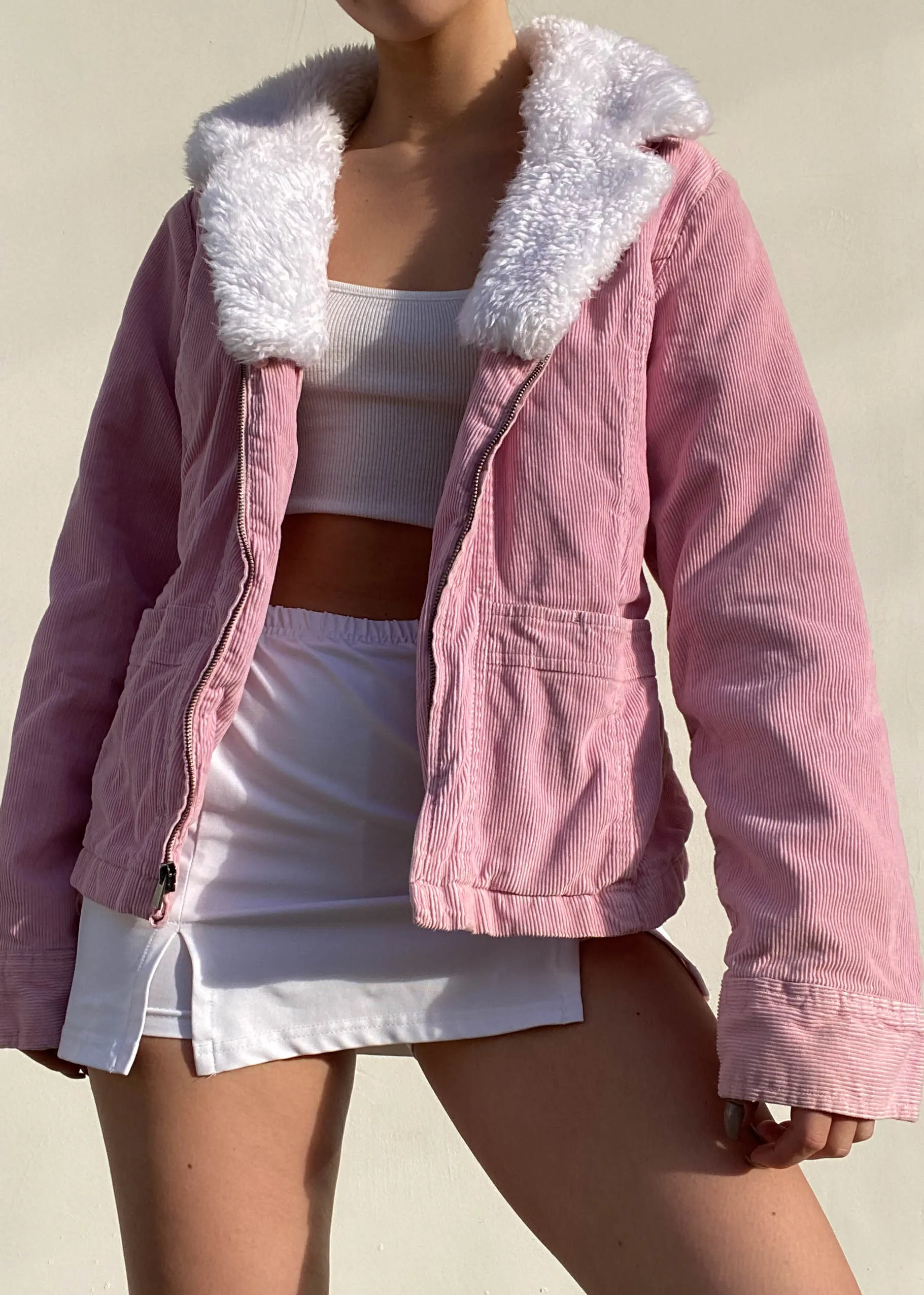 Pink Corduroy & Sherpa Jacket (M)