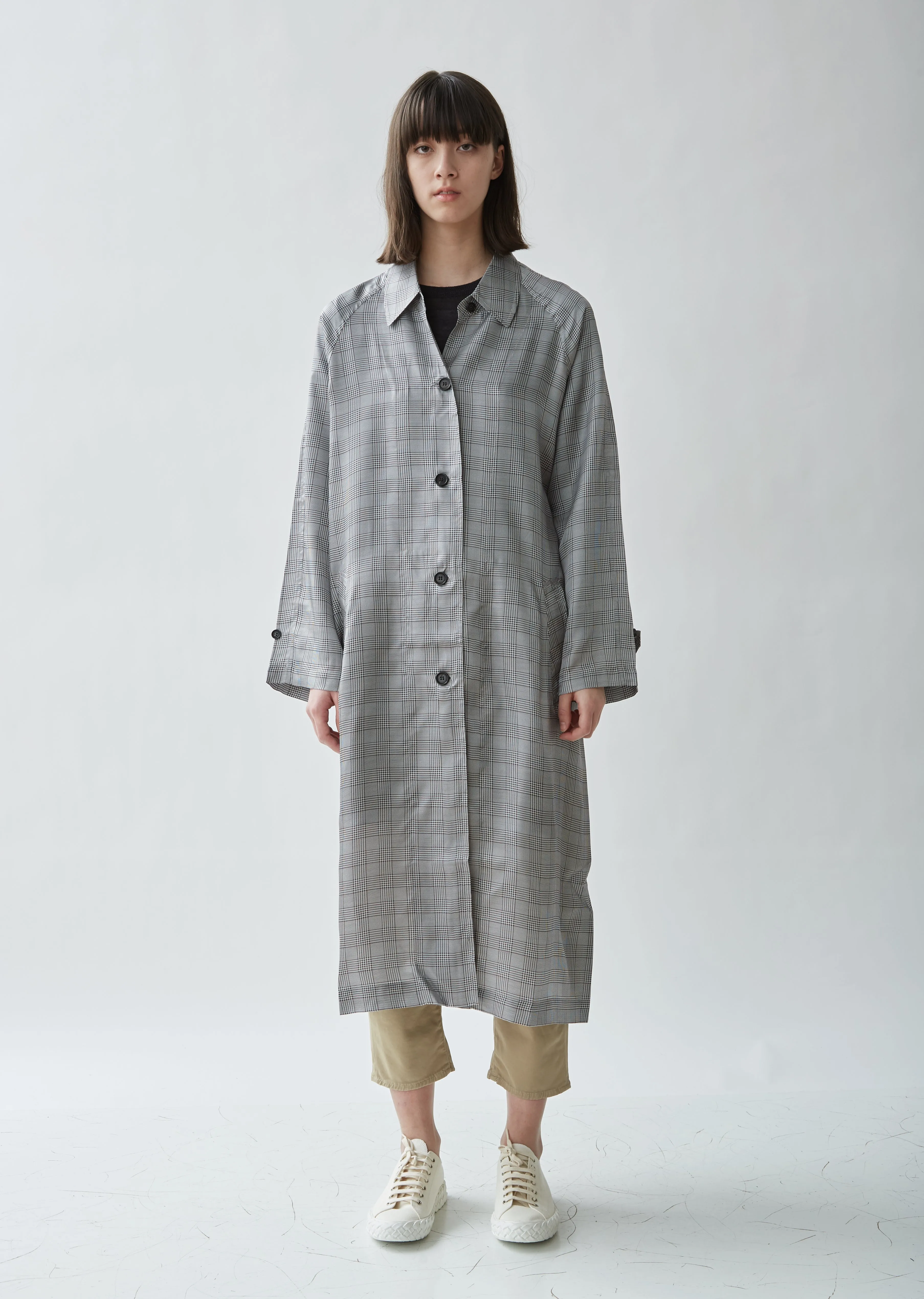 Plaid Raglan Trench Coat