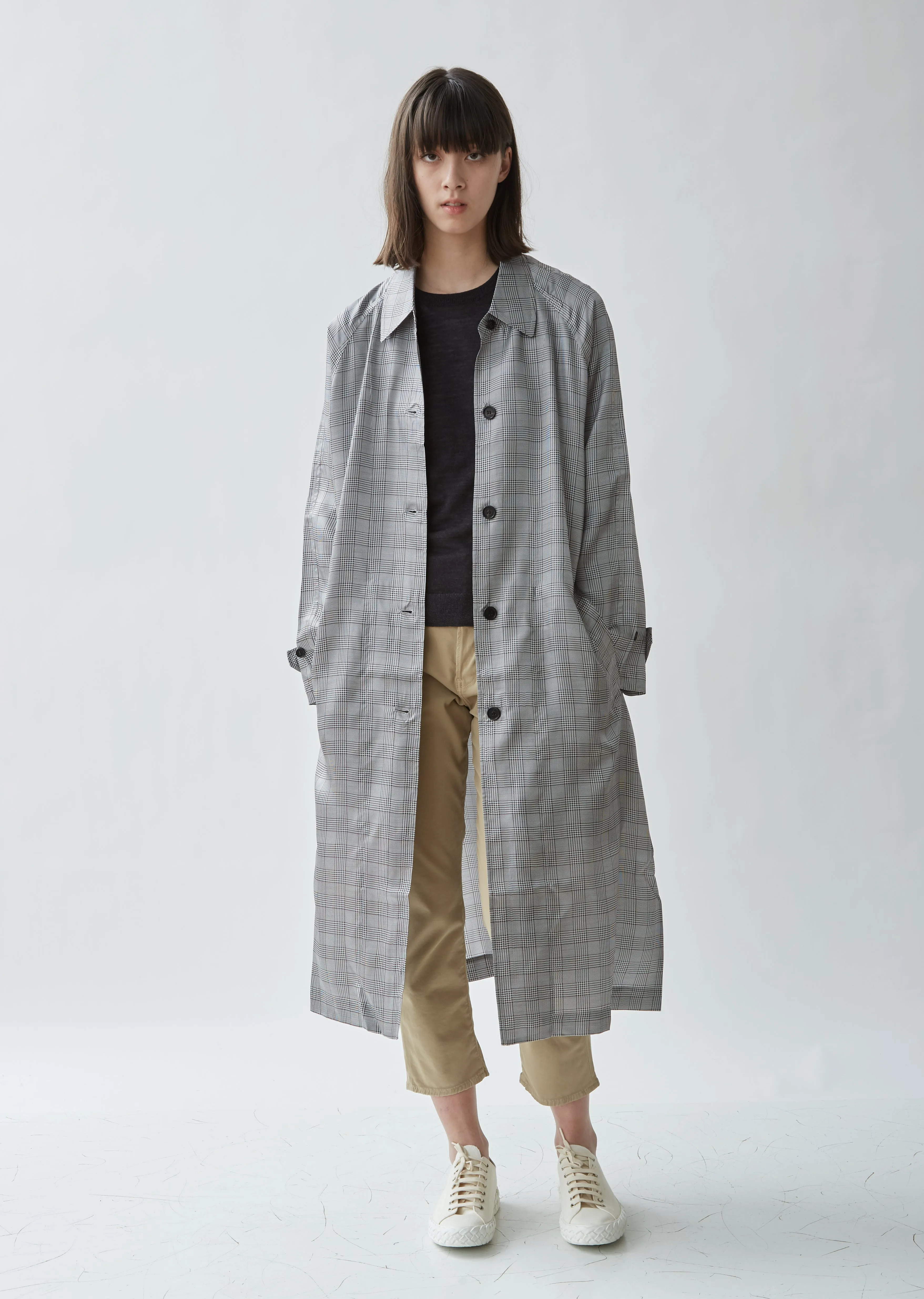 Plaid Raglan Trench Coat