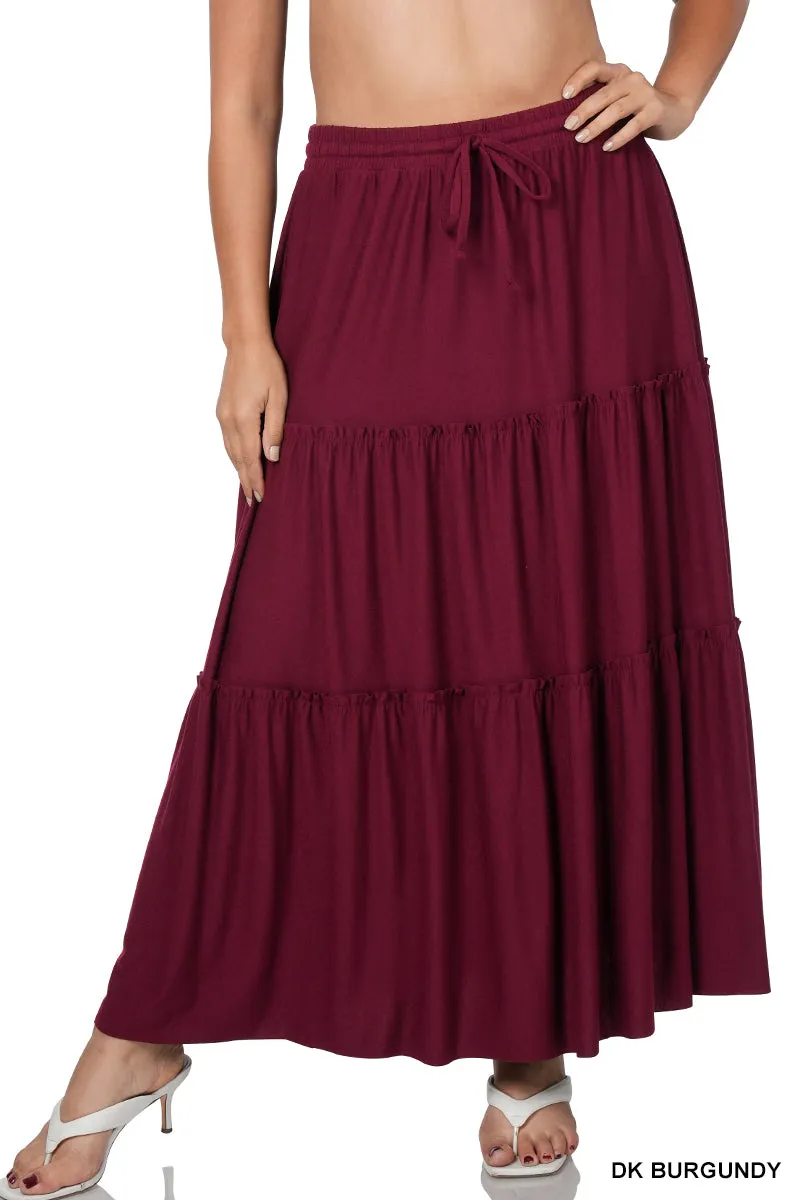 PLUS Button tier maxi skirt by Zenana