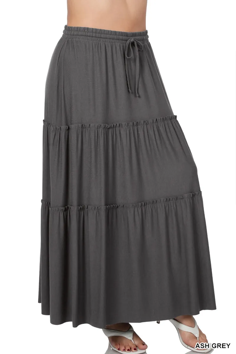 PLUS Button tier maxi skirt by Zenana