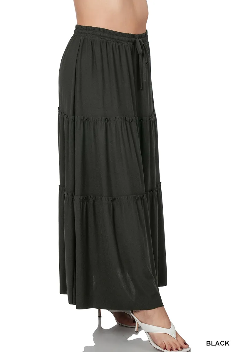 PLUS Button tier maxi skirt by Zenana